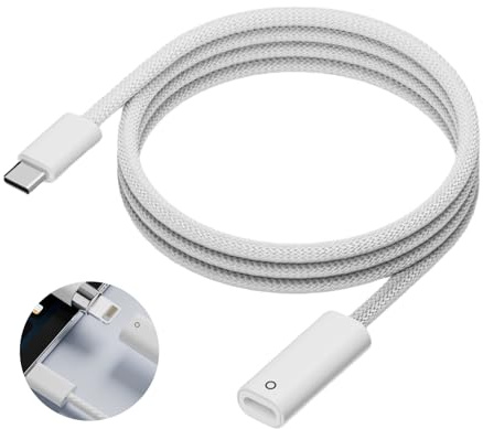 Ladekabel Adapter für Apple Pencil 1 auf USB C, Ladeadapter Kompatibel mit iPad 10 & iPad 11 Generation, USB-C auf Lightning Adapter, Unterstützt Laden & Bluetooth-Kopplung, Schnellladung, 1m Kabel