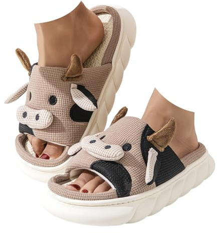 MOO-Kuh Pantoffeln, 2026 Neue Kuh Hausschuhe Damen Herren, Rutschfest Cow Tier Slippers, Kuschelig Indoor Schuhe Leicht Bequem, für Alle Jahreszeiten Geeignet(B,39-40)