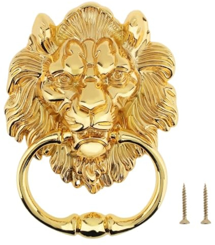 Türklopfer,Anschlagring für Haustür 1 Stück 6 Zoll Türklopfer Klassische Vintage Retro Wohnkultur Wandbehang Dekoration Torgriff Türring Knöpfe(Gold)