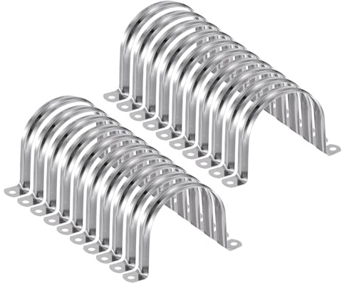 QUARKZMAN 20pcs Pinces Conduit 3 1/8 Pouce 80mm, Collier M80 Tube U, Bande Rigide Pour Tuyau En Acier Inoxydable, Support En U Avec Deux Trous Pour Fixation Tuyau Tube Gaine Fil Cordon
