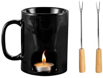 Generico per Fonduta - con Forchetta, Pentola per Dessert in Ceramica Multifunzione per Sciogliere Il Formaggio con Burro per Cioccolata Calda Controllo Ideale della Temperatura | caffè, Scalda