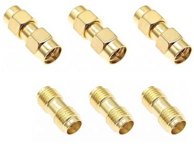 JZK 6 Pezzi Adattatore coassiale SMA, connettore RP-SMA maschio-maschio, femmina-femmina placcato in oro, adattatore coassiale RF SMA per cavo di estensione Wi-Fi/antenna/radio
