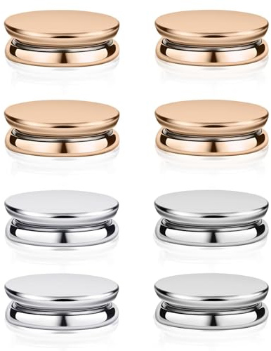BLPRKOT 8 Piezas Hijab Imanes, Fuertes, Imanes Hijab Cierre Magnético para Bufanda Broche Hijab Botones de Pasadores Hijab para Mujer Ropa Vestido Bufandas (Oro + Plata)