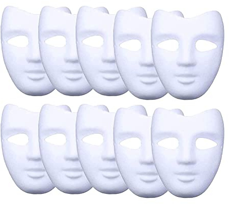 Meimask DIY Weiße Maske Zellstoff Blank Handgemalte Maske Persönlichkeit Kreative Freie Design Maske Weiß 10 stücke(V Gesicht)