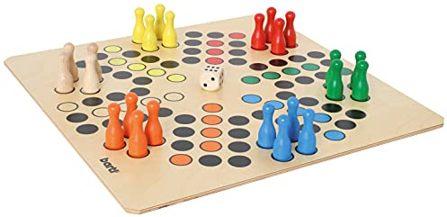 Bartl 108412 Brettspiel Ludo für 6 Personen groß aus Holz XXL Format 50cm x 50cm