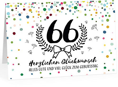 XXL Geburtstagskarte (A4) | Schnaps-Zahl | mit Umschlag | Glückwunsch zum 66. Geburtstag | edle und hochwertige Klappkarte | Grußkarte | Maxikarte extra groß