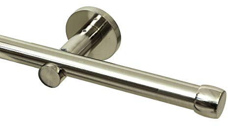 GARDINEUM Gardinenstange Ø 20 mm Cap, Längen von 60 cm bis 400 cm möglich, modern, 1-Lauf, edelstahl-optik (ohne Ringe), 60 cm