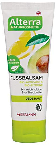 Bálsamo para pies de Alterra, bio-aguacate y limón orgánico, 75 ml, para cada piel, con rico manteca de karité orgánica, cosmética natural certificada