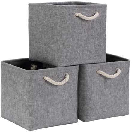 Mangata Cube de Rangement Tissu 33x33x33cm, Panier Cube de Rangement, Boite rangement (Gris, 3 Paquet)