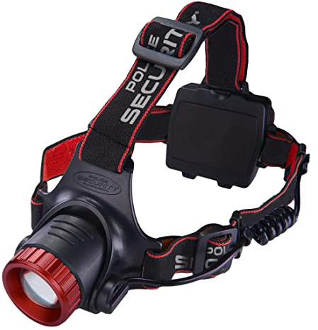 Police Security Lookout Headlamp - 1000 lumens - pivoting Base, Slide Focus —Perfect for Hands-Free Activities, Outdoor Adventures or Emergency situations - Comfort no-Slip Strap, 3 - Modes