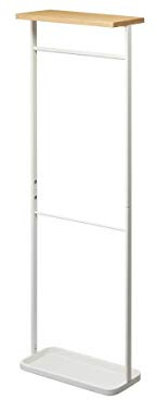 Yamazaki 4970 TOWER Wood-Top Hanging Umbrella Stand, white, Steel/Wood/Silicone, Minimalist, 40 x 15 x 112 cm