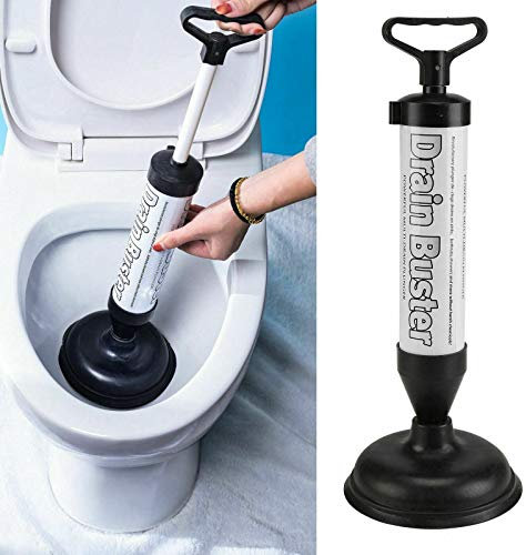 True Face Drain Unblocker Buster Plunger with 2 Cups Drainage Toilet Sink Powerful Clog Remover Rubber Sucker Air Pump Clear Blockages for Bathroom Kitchen Home