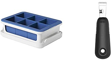 OXO Good Grips Silicone Large Ice Cube Tray with Lid & Good Grips Citrus Zester with Channel Knife