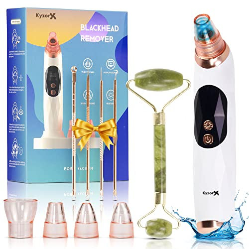 KYZORX Aspiratore Punti Neri con Rullo di Giada Trattamento Professionale Pulizia Viso Rimozione Acne Set Skincare Completo Beauty Routine Kit Estrattore Brufoli