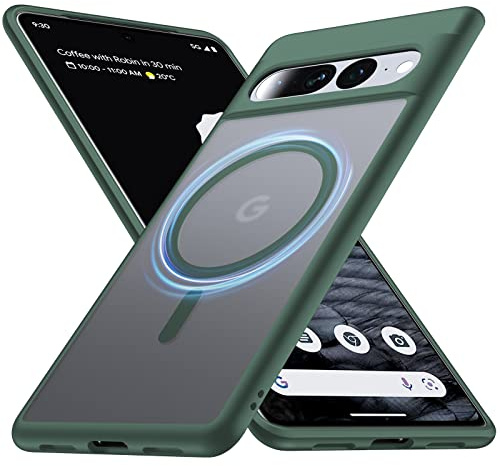 FNDMIL [NO.1 Magnetisch für Google Pixel 7 Pro Hülle mit MagSafe | [Anti-Fingerabdruck][Militärschutz Stoßfest] Translucent Matt Hart Rückteil Pixel 7 Pro Handyhülle 5G Dünn Case 6.7'', Grün