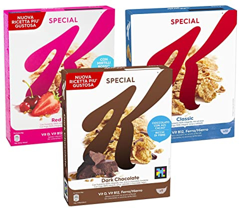 Mix Special K Cereali Classici, con Frutti Rossi e con Cioccolato Fondente 290g [3 Confezioni]