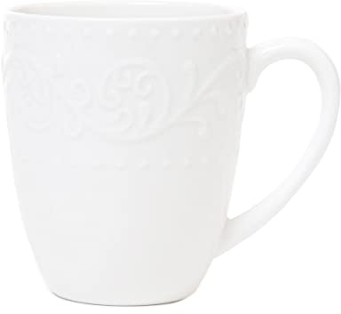 HOMLA SYLIA Tasse - Becher mit Ohr in Interessanter Form - aus Porzellan Hergestellt - Praktische Ergänzung zur Küche - Spülmaschinen- und Mikrowellenfest - 0,37 L, Weiß