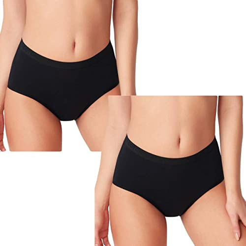 Cotonella 2 Period Panties ADB63 Coulotte da Ciclo Mestruale Flusso Abbondante. Mutande Assorbenti Mestruali - Lavabile - Periodico - Incontinenza - Mestruazioni - Donna Intimo Protettive Nero 1/XS