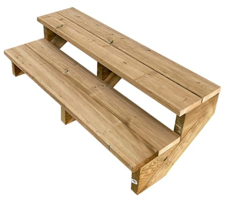 Berlin - Terrassentreppe Holz - H37cm 2 Stufen, Breite 120cm, OHNE Setzstufen- Vinuovo - Set für Ihre Außentreppe aus Holz