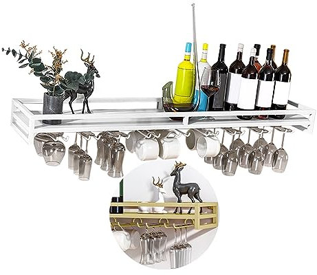 Soporte para Copas de Vino montado en la Pared, Colgador de Copas de Vino de Metal, Estante para Colgar Copas de Vino Negro/Dorado/Blanco con Tornillos, Estante para Copas de Vino