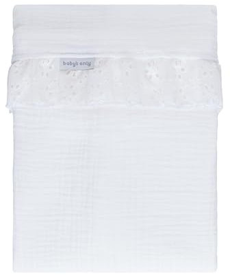 Baby's Only - Baby Bettlaken Calm - Bettwäsche mit Ruffle - Babybettwäsche für Mädchen - Musselin bettwäsche - Weiß - 80x100 cm - 100% Baumwolle