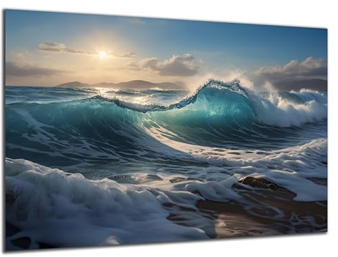 DARO Design - Wand-Bild 6mm HDF 40x30 cm Wellen Strand - Wand-Deko Bilder Wohnzimmer
