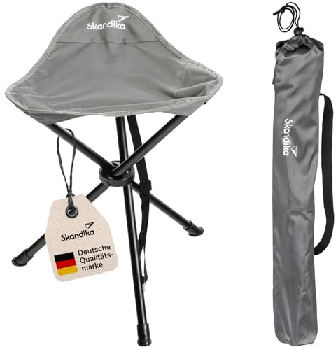 Skandika Dreibeinhocker Tomperi| Faltbar, 100 kg Nutzergewicht, leicht, kompakt, mit Tragetasche, Stahlgestänge, Anti-Rutsch-Füße, Campinghocker | Camping, Trekking, Outdoor