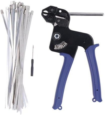 Edelstahl-Kabelbinder-Werkzeug-Set, Robuste Metall-Kabelbinder-Befestigung, Schneidbinder, Metall-Kabelbinder, Robuster Spannkabelschneider für Auto, Zuhause, Elektrotechnik