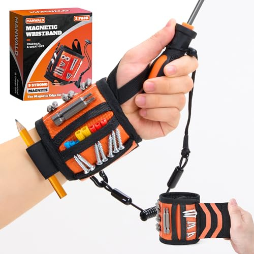 MANWALD Magnetisches Armband für Werkzeuge mit Spiralband, leichtes Nylon-Stützhandgelenk mit starken Magneten, magnetischer Schraubenhalter zum Halten von Schrauben, Nägeln, Geschenke für Männer,