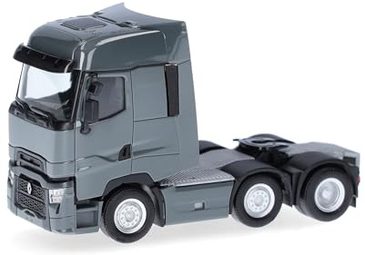 Herpa LKW Modell Renault T Facelift Zugmaschine 3achs (6x2), Miniatur im Maßstab 1:87, Sammlerstück, Made in Germany, Kunststoff, grau