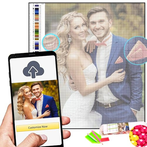 5D-Diamant-Malerei-Set zum Selbermachen für Erwachsene, personalisierter Diamant mit Ihrem eigenen Bild, individuelles Strassgemälde mit runden/quadratischen Perlen, Geschenke (jede Größe)