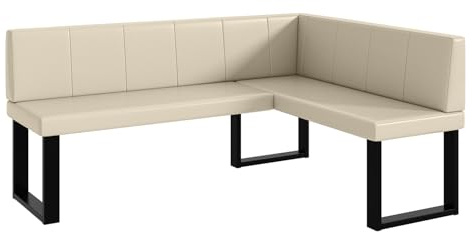 MEBLINI Eckbank für Esszimmer - Küchenbank - Essecke - Sitzecke Küche - Peter - U-Beine 128x168x87cm Rechts - Creme Kunstleder