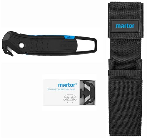MARTOR Set SECUMAX 350 SE, Gürteltasche S & 10 Ersatzklingen | Recycelter Kunststoff, verdeckte Klinge, 2-fach Klinge, Gürteltasche S inklusive, Logistik, No. 992002.09