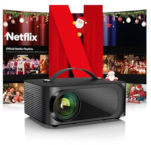 Beamer 4K Passend für Netflix Dolby Audio 30000L Smart Mini Beamer Heimkino Remote Fokus 4P Trapezkorrektur ONOAYO WiFi6 Bluetooth Full HD 1080P Unterstützt 4K Outdoor Handy Projektor