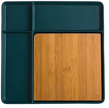 Sous-assiette tendance en céramique et bois pour fête d'anniversaire, festival, cadeau, passe au micro-ondes, 30 cm