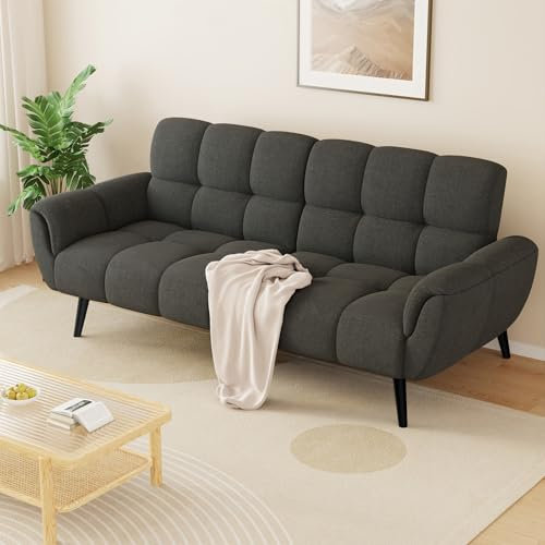 jiexi Sofa Mit Schlaffunktion, Klappsofa Sofa 3 Sitzer, Schlafsofa 195x85cm, Bequemes Geeignet Für Wohnzimmer, Zimmer, Büro, Schlafzimmer(Dunkelgrau)