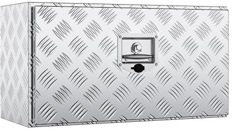 NAIZY Cassetta degli attrezzi, 110 l, in alluminio, 76 x 36 x 40 cm, con serratura e chiavi per camion, cassetta di sicurezza