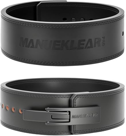 MANUEKLEAR 10mm Thick & 4inch Wide Weight Lifting Belt Lever, Lever Belt Weightlifting for Men and Women, Powerlifting Lever Gym Belt for Squat Deadlift Workout (Black, M(29-35inches))