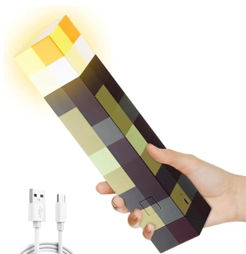 Neioaas Light-up Glowing Torch Lamp with 3 Lighting Levels -mUSB Rechargeable LED Flashlight Night Light,Torch Light with Wall Mount & Hand Held for Birthday Party Living Room Bedroom Gaming Decor