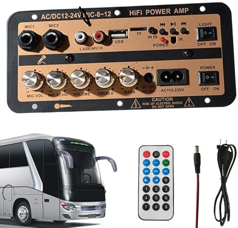 Amplificatore audio per auto, amplificatore audio per auto, 12 V e 24 V, modulo amplificatore audio digitale stereo, altoparlante per automobilisti