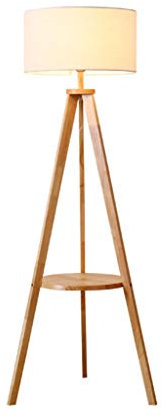 Lampadaire E27 Lampadaire Abat-jour en Tissu Lampadaire Trépied en Bois Massif Nordique avec Étagère de Rangement Lampadaire Chambre Salon Lampadaire (Couleur: Couleur Noyer) It's so kind of you