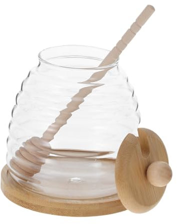 Alipis Recipiente De Vidrio Transparente Para Miel Tarro Rellenable Con Tapa y Agitador Para Guardar Mermelada Gelatina y Jarabe De Arce Cocina y Hogar De Material