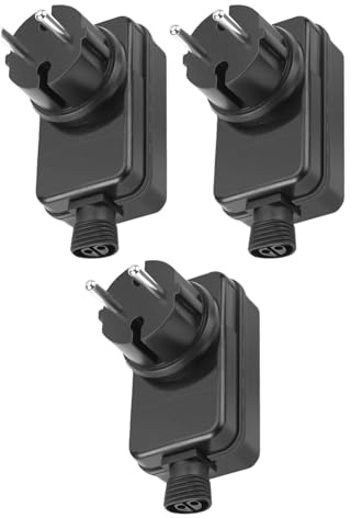 Lot de 3 adaptateurs d'alimentation LED 12 V 1 A - Adaptateur LED pour éclairage de jardin - Adaptateur LED 12 V 1 A - Prise EU étanche IP44 - Pour barre lumineuse, projecteur de jardin