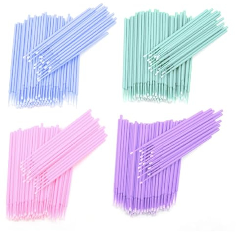 400PCS Microcepillos Aplicadores, Cepillo de Micro Extensión, Desechable Micro Cepillos, para Extracción de Pestañas, Eliminación de Maquillaje, Nail Art and Painting, Limpieza