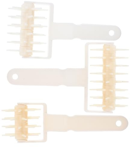 WEKADRIN 3pcs Pizza Spike Roller Dough Docker Pastry Hole Maker Pin Plastic Handheld Dough Roller Puncher for Homemade Bread Pizza Cake Baking Tool Set