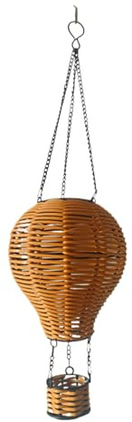 Renchey Farolillos De Ratán,Lámpara Solar de Mimbre | Farol Colgante Impermeable con Diseño de Globo Aerostático para Jardín Terraza Dormitorio