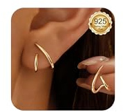 Diamday Pendientes Mujer Oro/Plata Pendientes Post Plata de Ley 925 Hipoalergeni Stud Hoop para Oídos Sensibles Pequeño Minimalista Pendiente Joyería Moda Regalos
