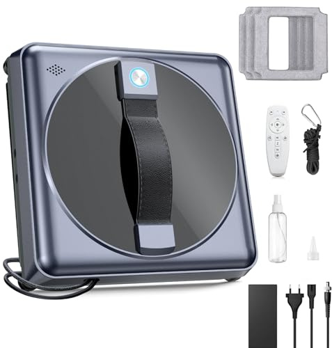 Dufuso Robot lavavetri, 5000Pa, robot lavavetri con navigazione intelligente, 3 modalità di pulizia, telecomando e 4 panni di pulizia, per tutte le superfici lisce