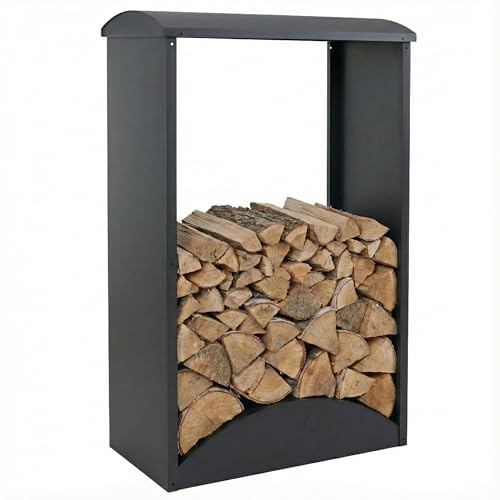 Mendler Brennholzlager HWC-P77, Outdoor, Metall 160x98x50cm - anthrazit | Kamin-/Feuerholzregal, Holzlager, Holzunterstand
