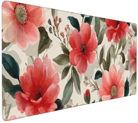 Alfombrilla Ratón XXL Gaming 1400x600x3mm, Grande Alfombrilla Ratón Rosa Patrón Mouse Pad Gaming, Tapete Rato Flor Impermeable y Antideslizante Base de Goma para Decoracion Escritorio Hogares 0E-264